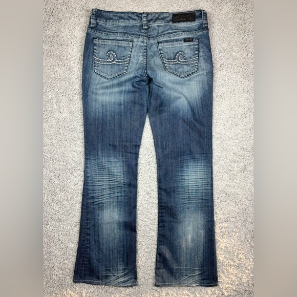 Seven Jeans Womens 8 Boot Cut Denim Embroidered Casual Basic Whiskering Party - Picture 4 of 5